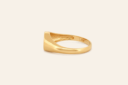 14K Gold Natural Diamond Heart Signet Ring