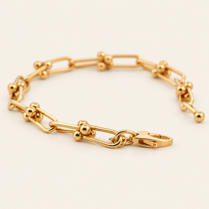 10K Gold Bar-Link Bracelet with Bead Connectors — view 3