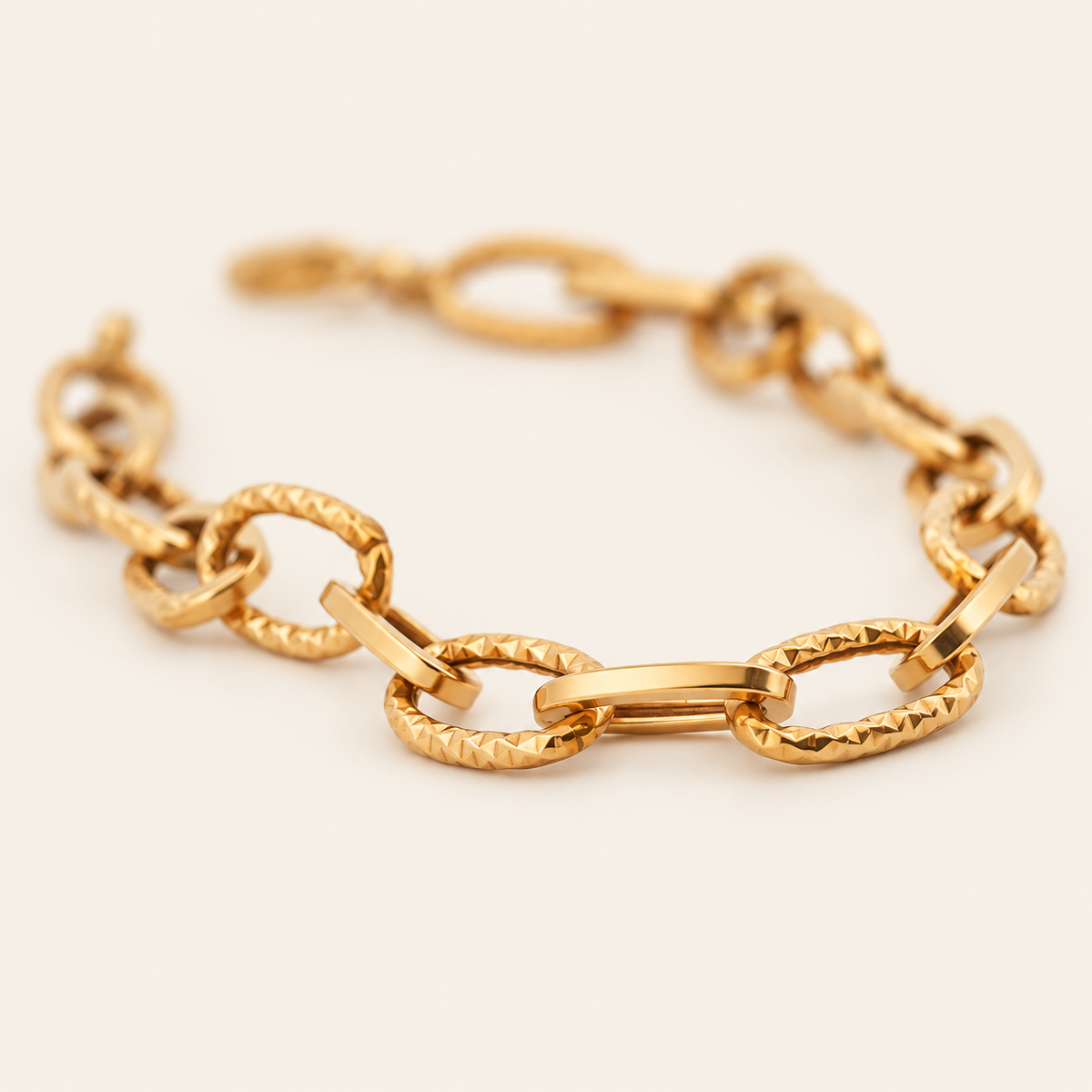 10K Gold Faceted Oval-Link Bracelet — view 1