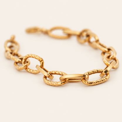 10K Gold Faceted Oval-Link Bracelet — view 1