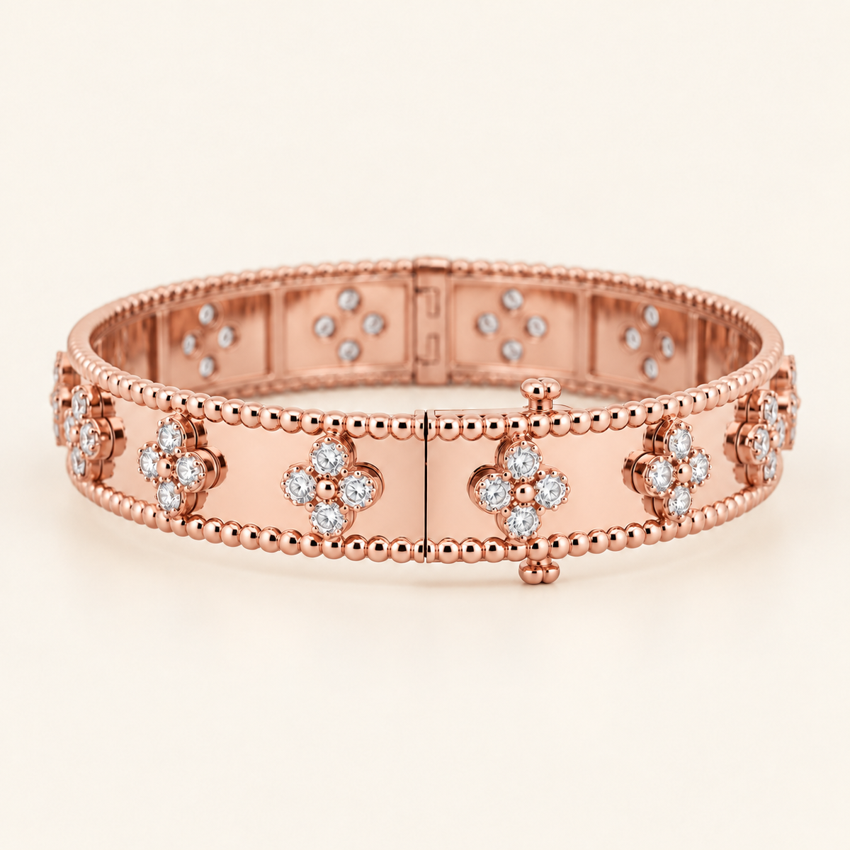 10K Gold Floral Bangle — Rose Gold, view 1