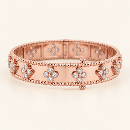 10K Gold Floral Bangle — Rose Gold, view 1