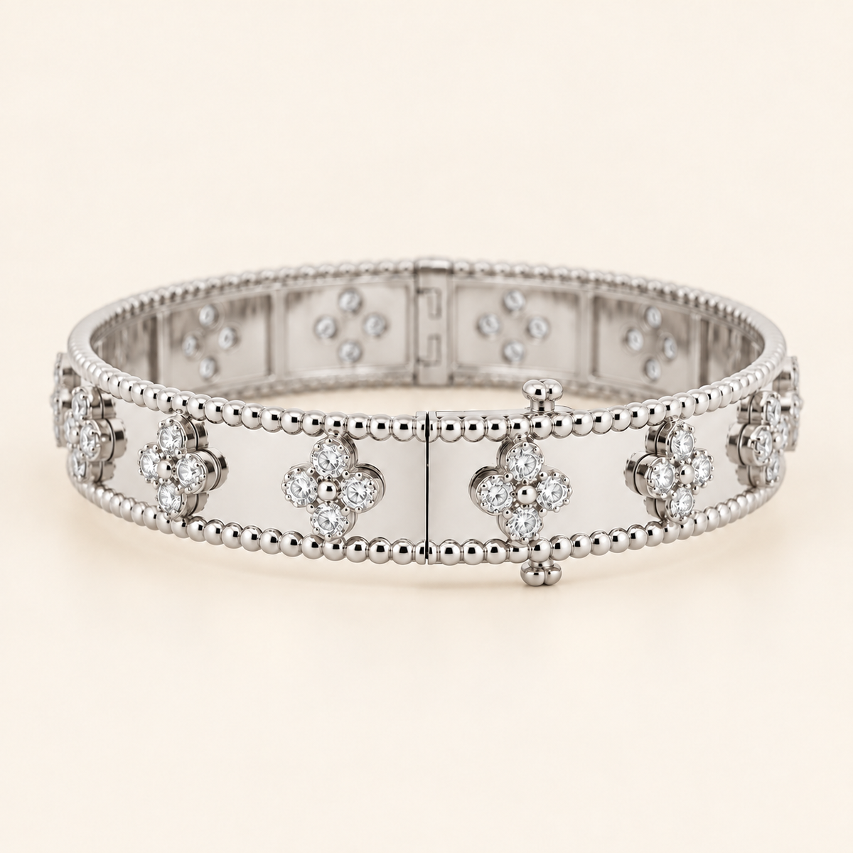 10K Gold Floral Bangle — White Gold, view 1