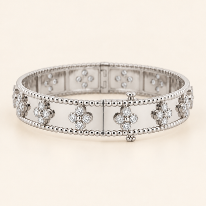10K Gold Floral Bangle — White Gold, view 1