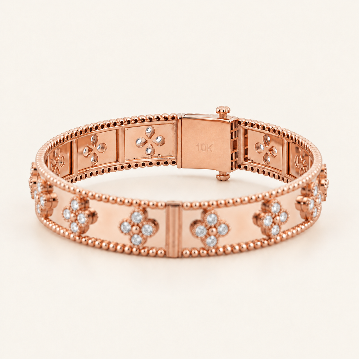 10K Gold Floral Bangle — Rose Gold, view 2