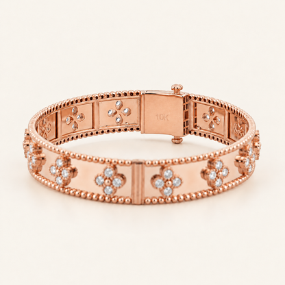 10K Gold Floral Bangle — Rose Gold, view 2