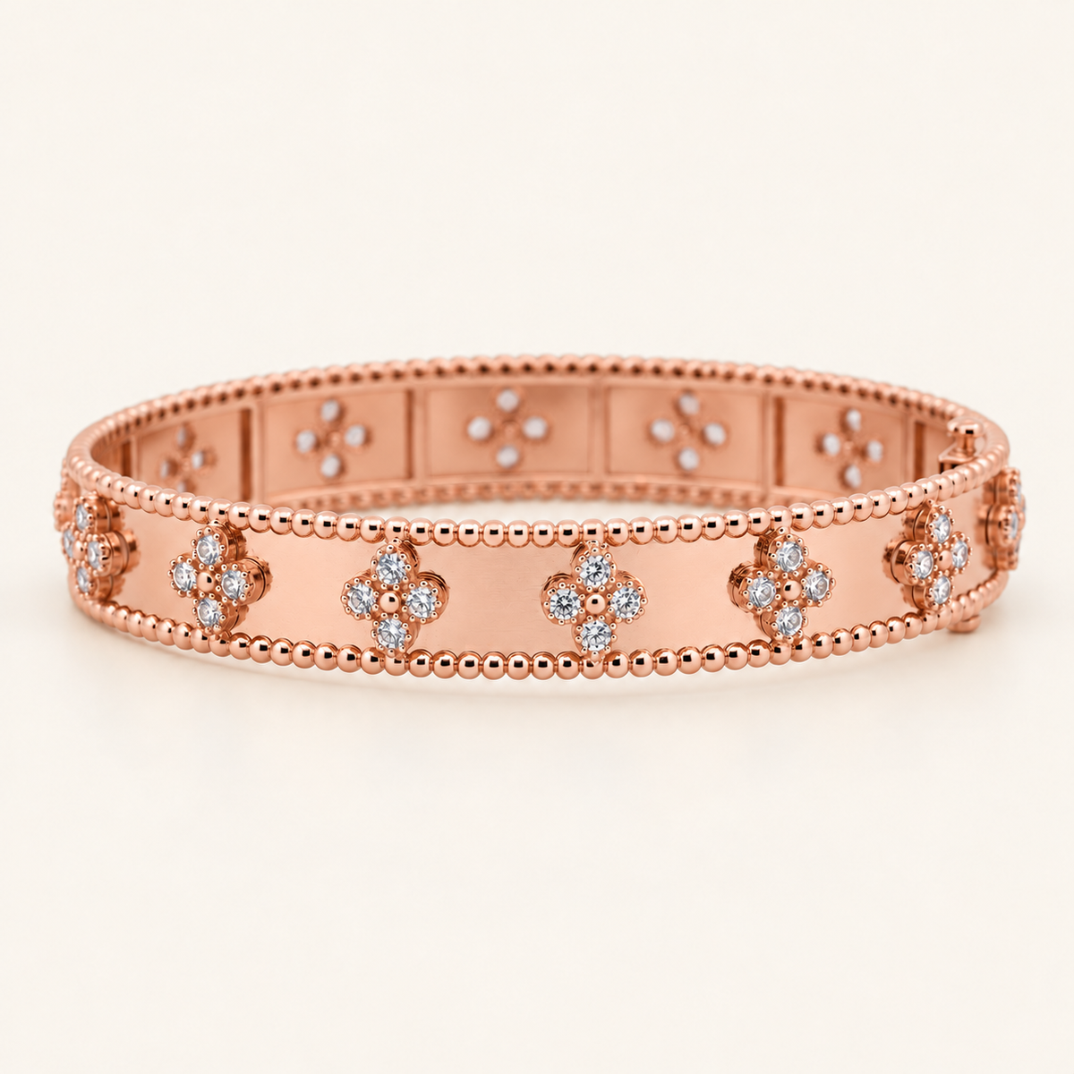 10K Gold Floral Bangle — Rose Gold, view 3