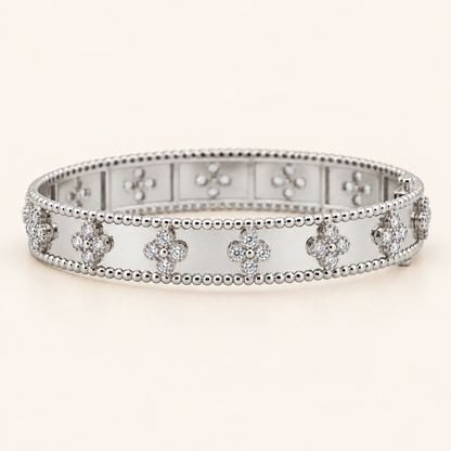 10K Gold Floral Bangle — White Gold, view 3