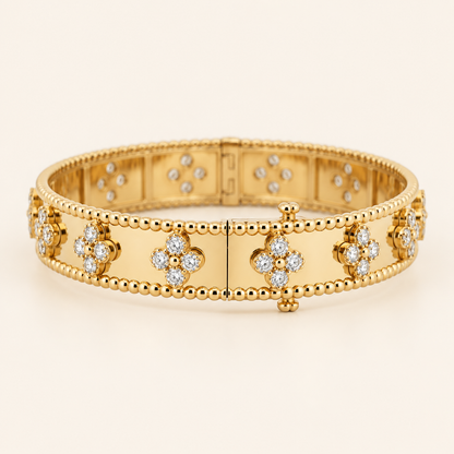 10K Gold Floral Bangle — Yellow Gold, view 1