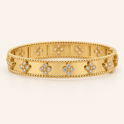 10K Gold Floral Bangle — Yellow Gold, view 3