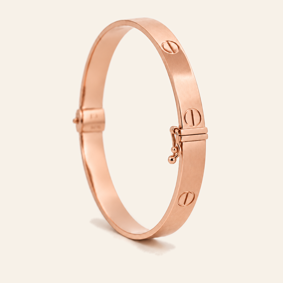 18K Gold Screw-Motif Oval Bangle — Rose Gold, view 1