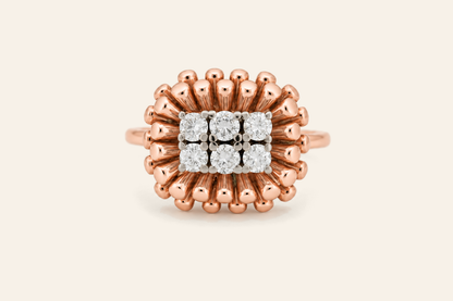18K Gold Natural Diamond Sunburst Cluster Ring