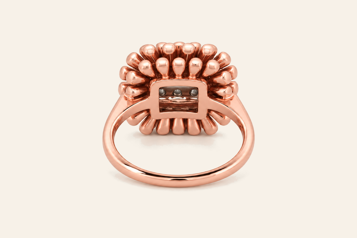 18K Gold Natural Diamond Sunburst Cluster Ring