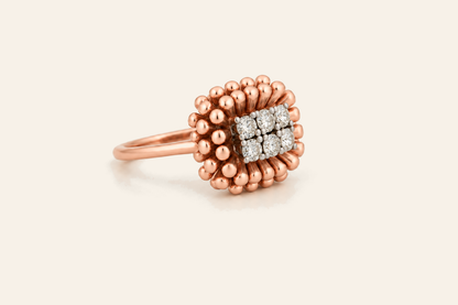 18K Gold Natural Diamond Sunburst Cluster Ring