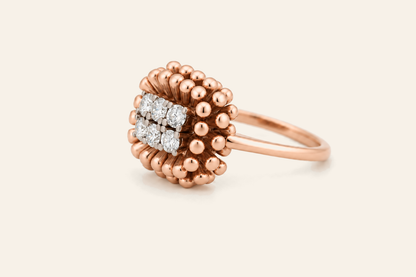18K Gold Natural Diamond Sunburst Cluster Ring