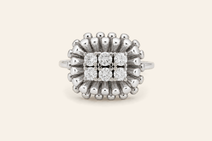 18K Gold Natural Diamond Sunburst Cluster Ring