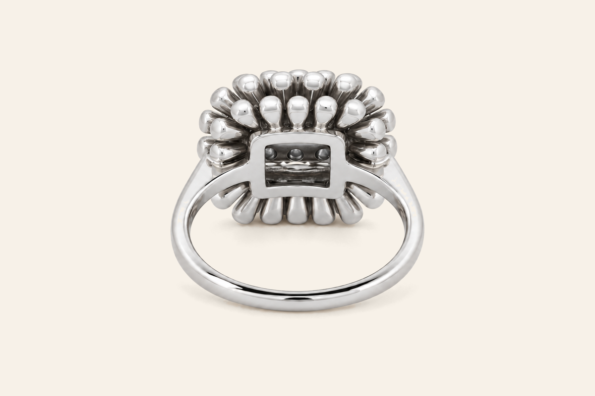 18K Gold Natural Diamond Sunburst Cluster Ring