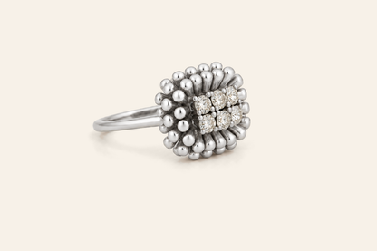 18K Gold Natural Diamond Sunburst Cluster Ring