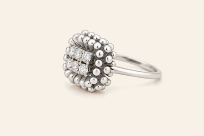 18K Gold Natural Diamond Sunburst Cluster Ring