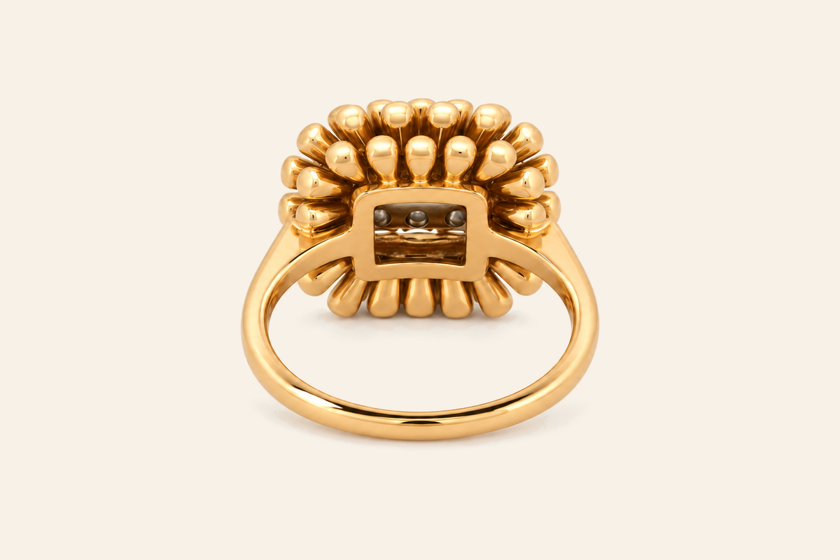 18K Gold Natural Diamond Sunburst Cluster Ring