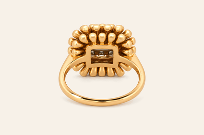 18K Gold Natural Diamond Sunburst Cluster Ring