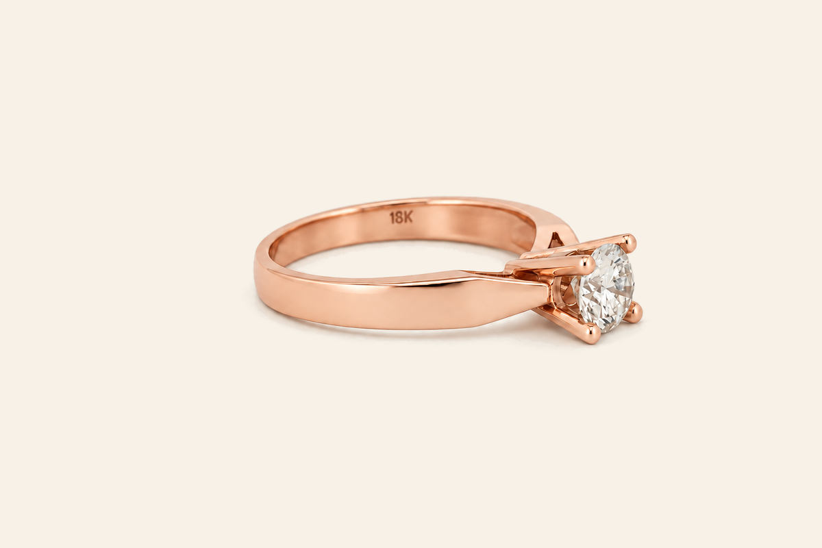 18K Gold 0.42 ct Natural Diamond Solitaire Ring