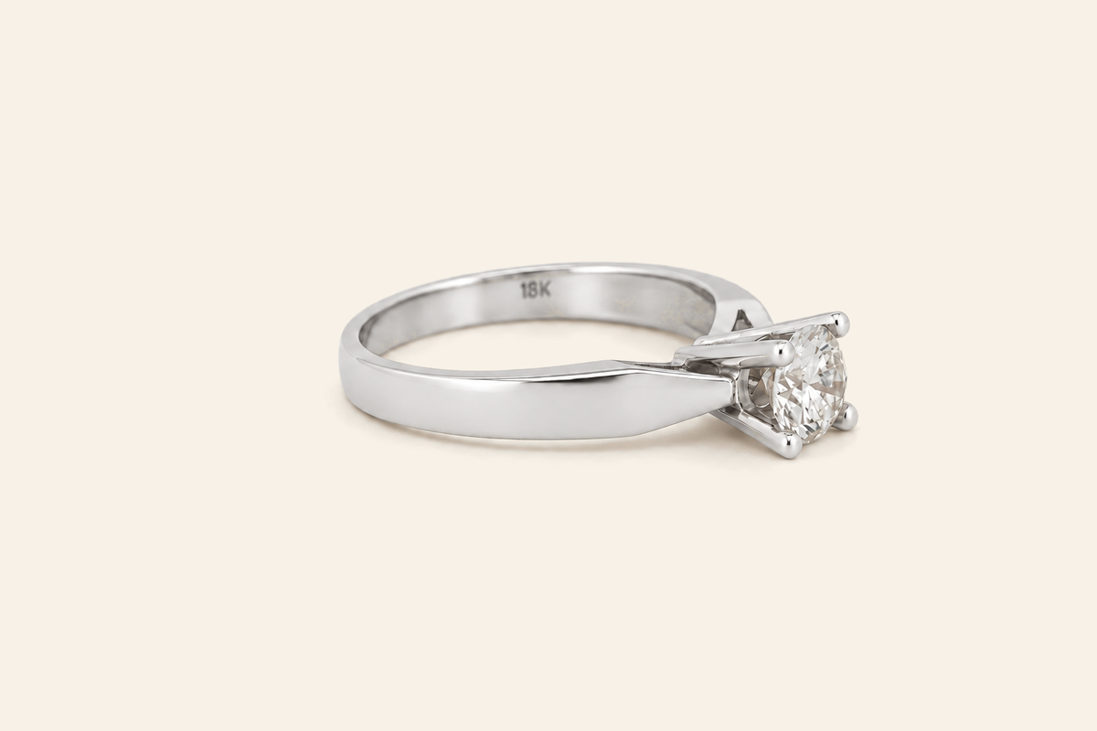 18K Gold 0.42 ct Natural Diamond Solitaire Ring