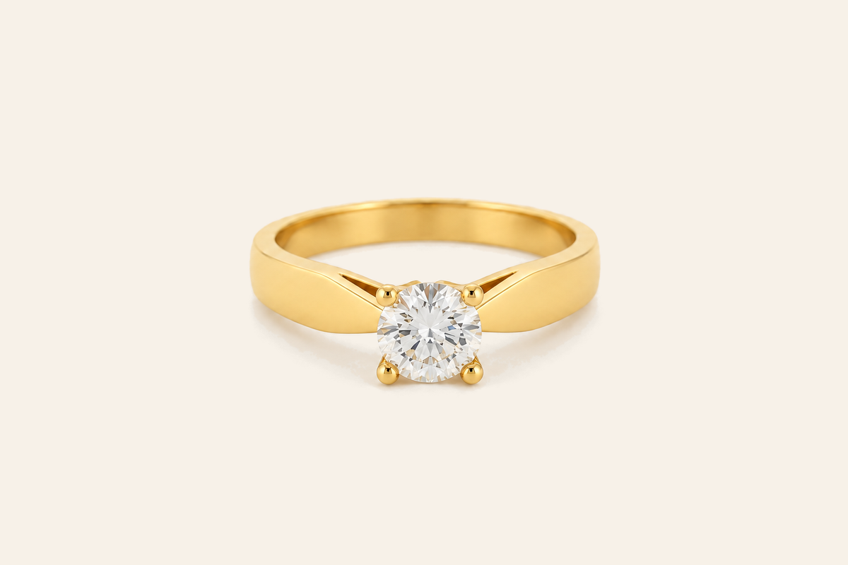 18K Gold 0.42 ct Natural Diamond Solitaire Ring