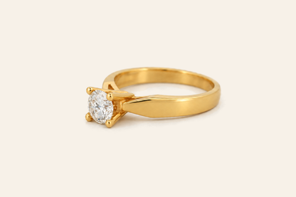 18K Gold 0.42 ct Natural Diamond Solitaire Ring