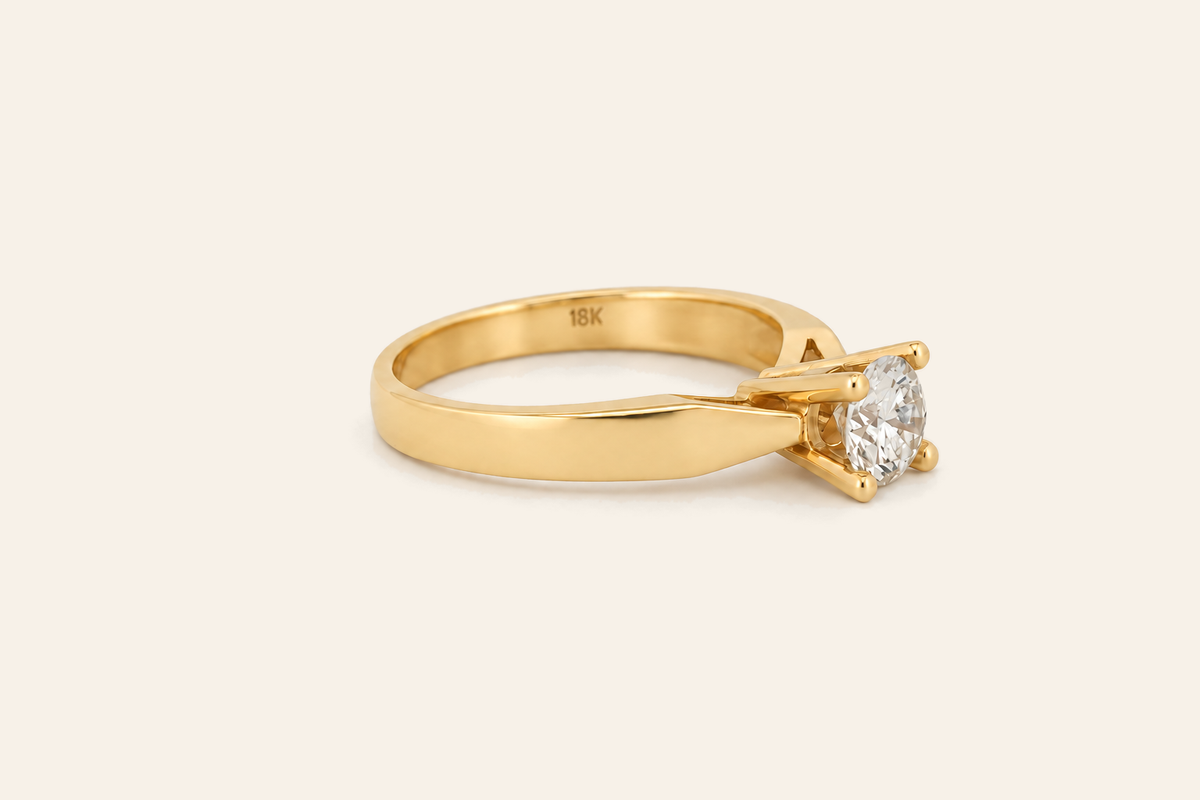 18K Gold 0.42 ct Natural Diamond Solitaire Ring