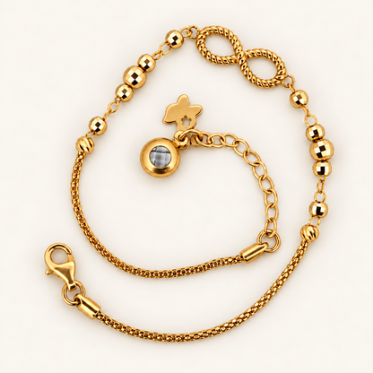 10K Gold Bead-and-Star Charm Bracelet — Yellow Gold