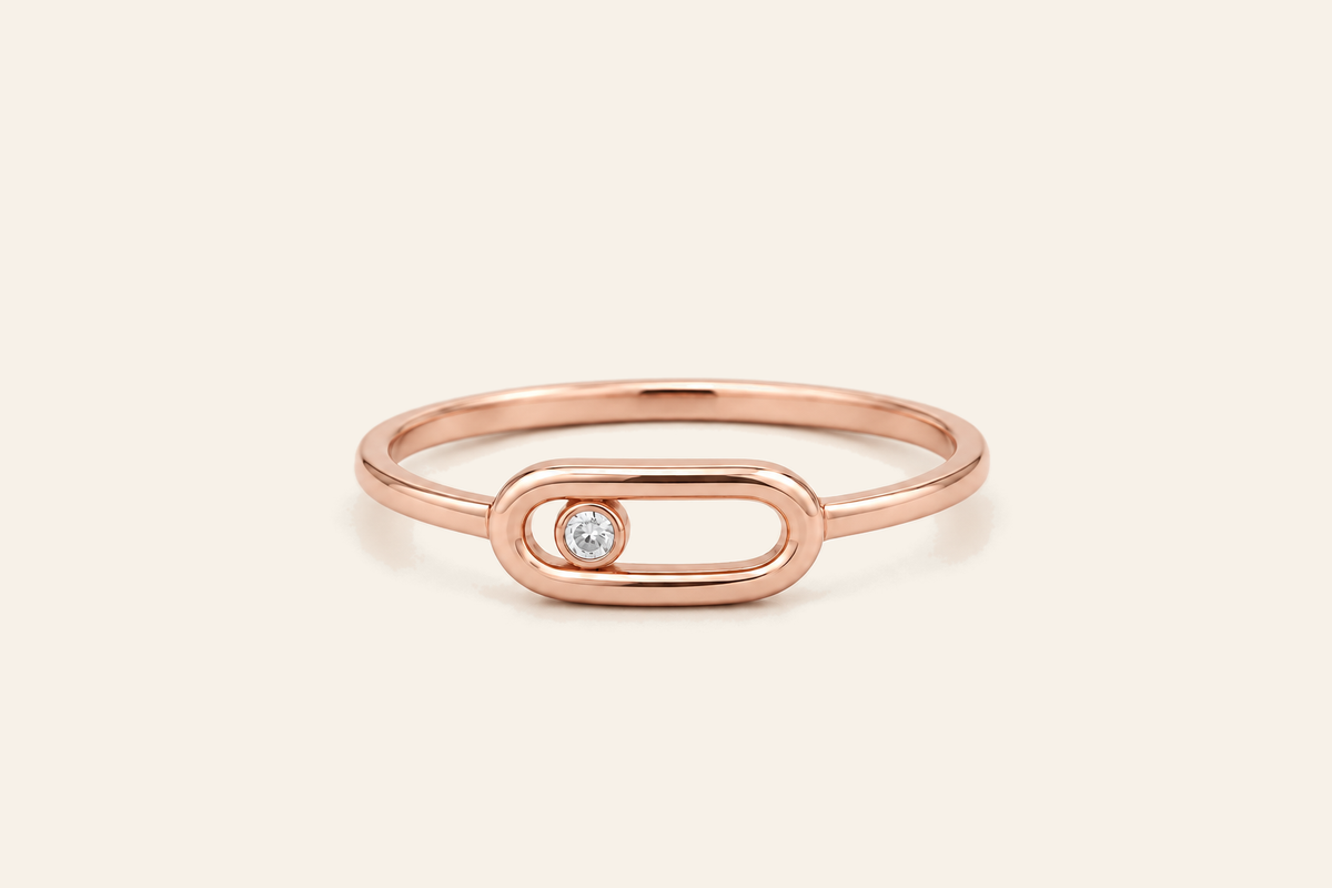18K Gold Messina Move Uno Ring — Rose Gold, view 1 — digital colour illustration