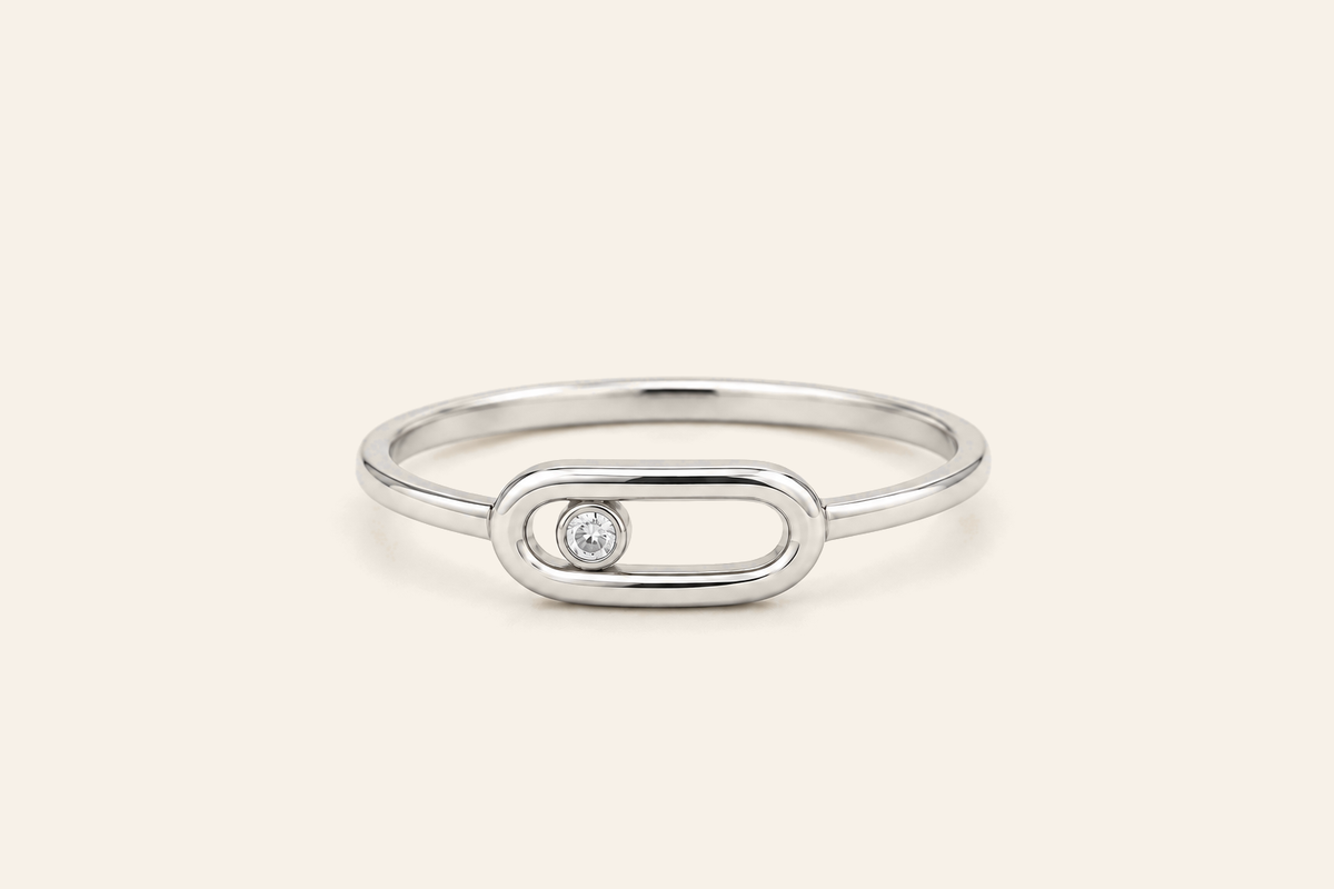 18K Gold Messina Move Uno Ring — White Gold, view 1 — digital colour illustration