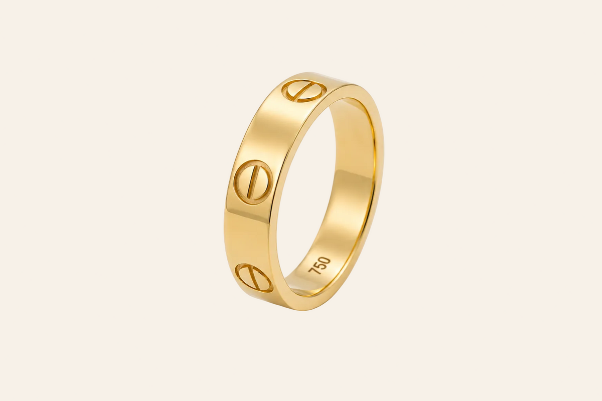 18K Gold Screw Motif Band Ring