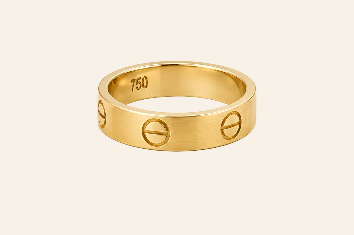 18K Gold Screw Motif Band Ring