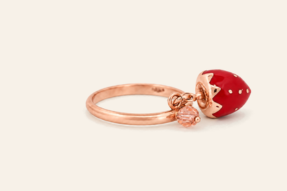 18K Gold Strawberry Charm Ring