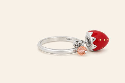 18K Gold Strawberry Charm Ring
