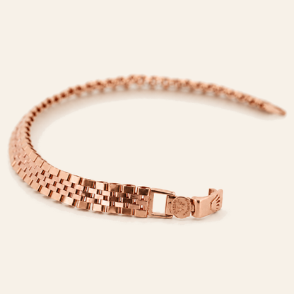 18K Gold Two-Tone Five-Row Link Bracelet — Rose Gold, view 3