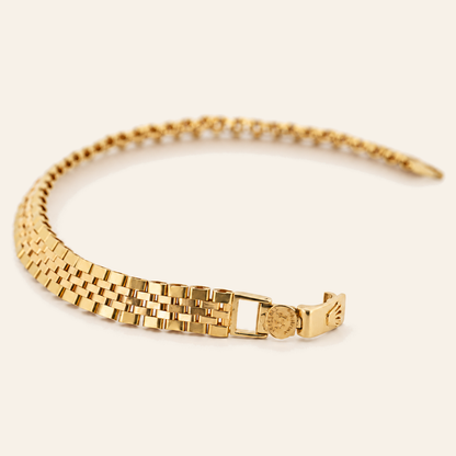 18K Gold Two-Tone Five-Row Link Bracelet — Yellow Gold, view 1 — digital colour illustration
