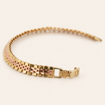 18K Gold Two-Tone Five-Row Link Bracelet — Two-Tone, view 1