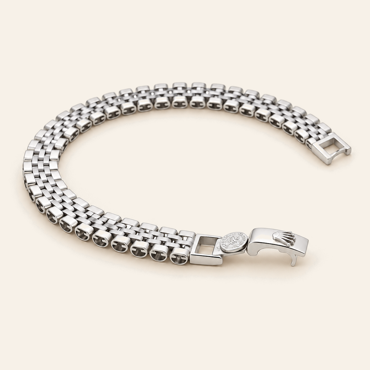 18K Gold Two-Tone Five-Row Link Bracelet — White Gold, view 3