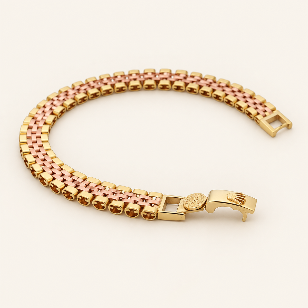 18K Gold Two-Tone Five-Row Link Bracelet — Two-Tone, view 2