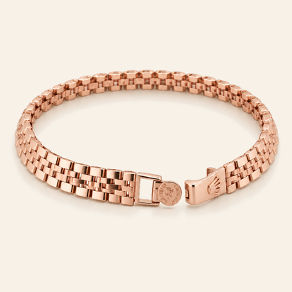 18K Gold Two-Tone Five-Row Link Bracelet — Rose Gold, view 2