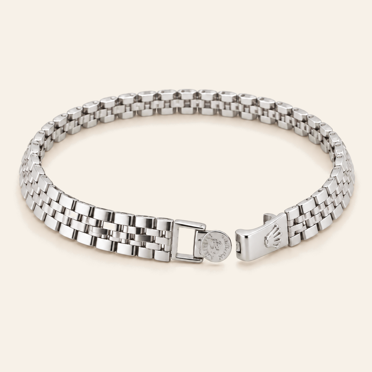 18K Gold Two-Tone Five-Row Link Bracelet — White Gold, view 1