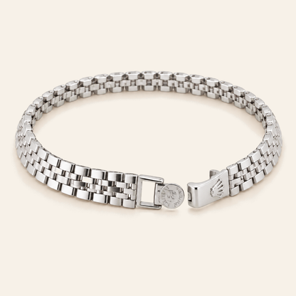 18K Gold Two-Tone Five-Row Link Bracelet — White Gold, view 1