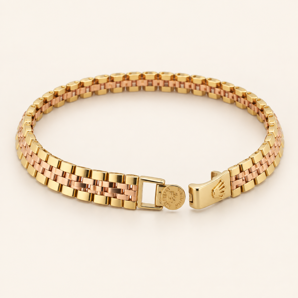 18K Gold Two-Tone Five-Row Link Bracelet — Two-Tone, view 3