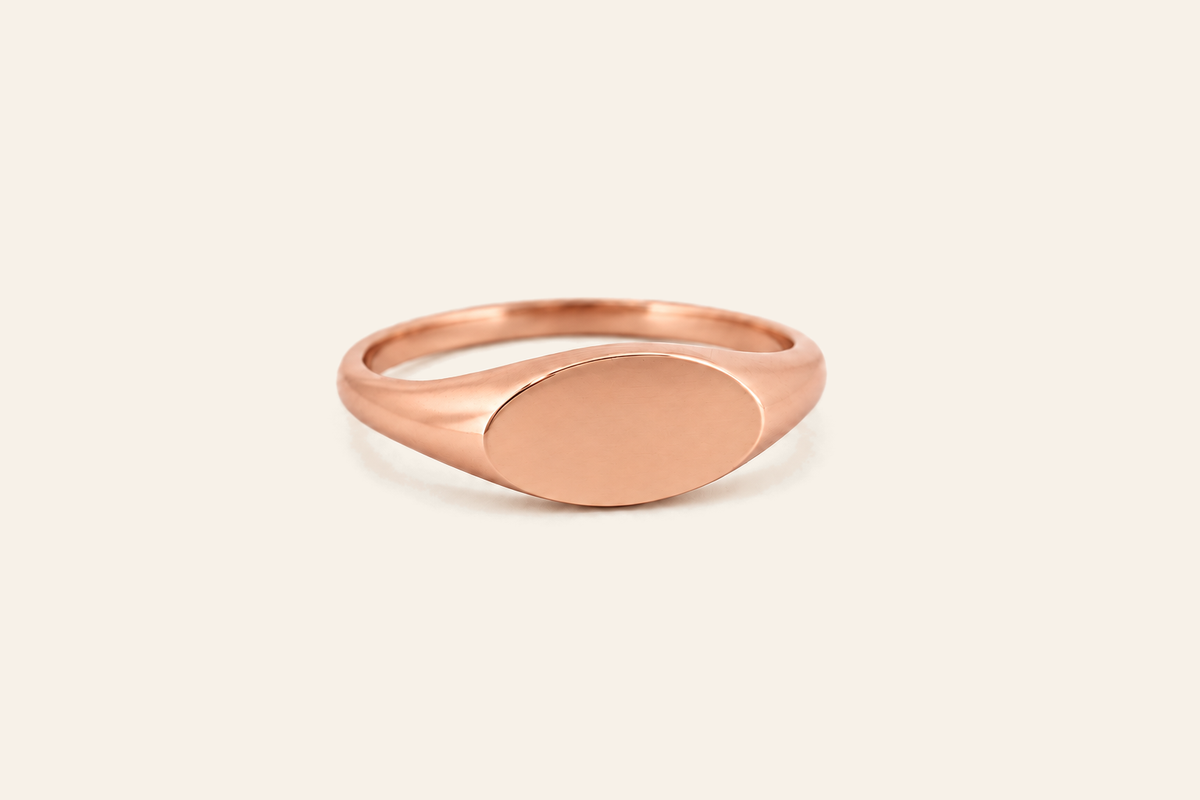 18K Gold Oval Signet Ring