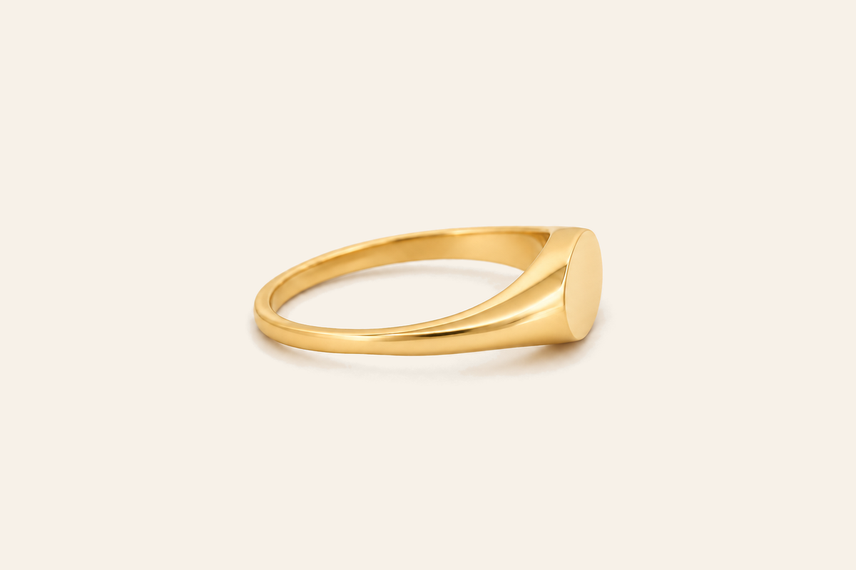 18K Gold Oval Signet Ring