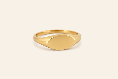 18K Gold Oval Signet Ring