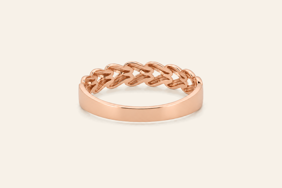18K Gold Curb Link Band Ring
